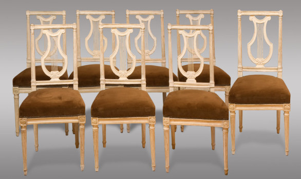 Eigth Louis XVI Painted Chairs<br/>18th. Century