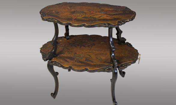 French lacquered two-tier Table<br/>About 1880