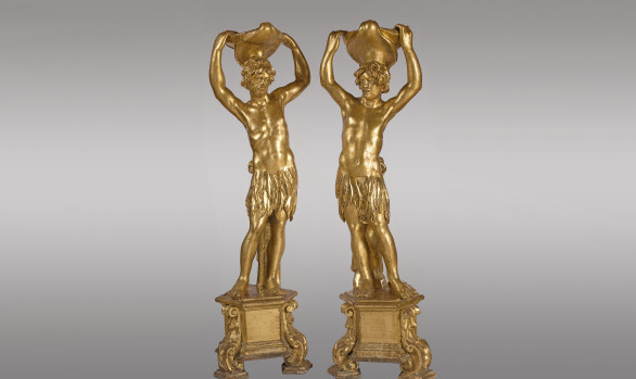 Fine pair <br/>of Venetian Figures in giltwood <br/> Circa 1700