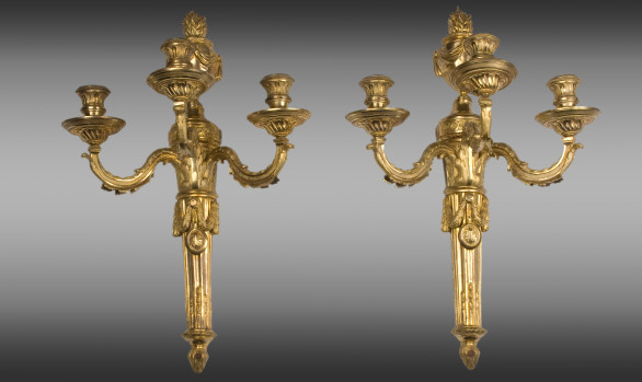 Pair of French Appliques<br/> in ormolu Louis XVI<br/>18th. Century