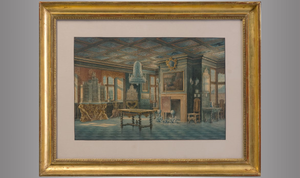 Two Watercolours<br/> ''Interior views of Rosenborg'' Copenhaguen <br/>Signed: Carl Neumann (1833-1891)