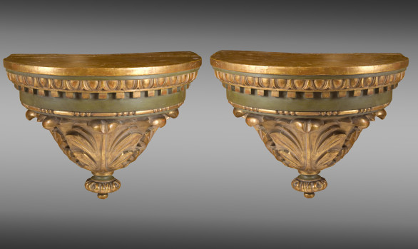 Pair of wall Brackets<br/>painted and gilded wood<br/>Nineteenth Century