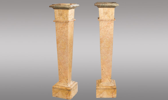 Pair of marble Plynths <br/>in ''Rose de Brignoles''<br/>Early Twentieth Century