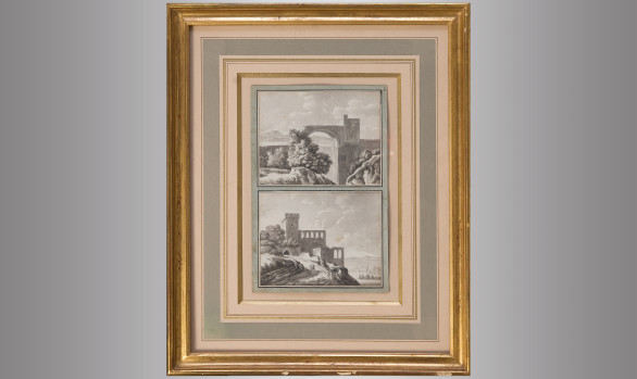 Four Italian Drawings <br/>in charcoal landscapes<br/> Nineteenth Century
