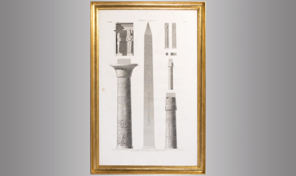 French Engraving Architectural elements <br/> of the Temple of Karnak in Luxor<br/>Early Nineteenth Century