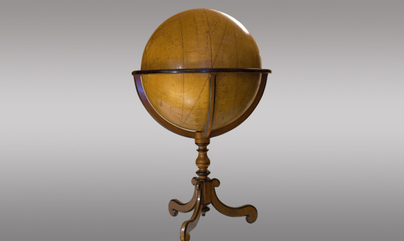 Colossal Terrestrian Globe hand painted <br/>French<br/> First Half of Eighteenth Century