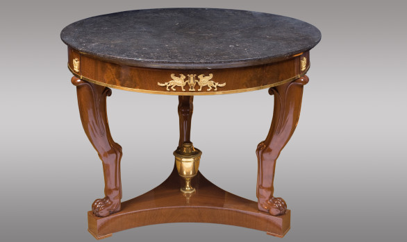 French Mahogany Center Table<br/> Probably model of the cabinetmaker<br/> Jacob Desmalter<br/>Early Nineteenth Century