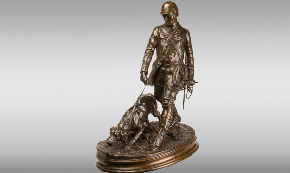 P.J. Mêne (1810-1879) <br/> Bronze group ''Valet de Limier''