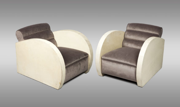 Art Deco Armchairs<br/>covered in parchment <br/> Circa 1940