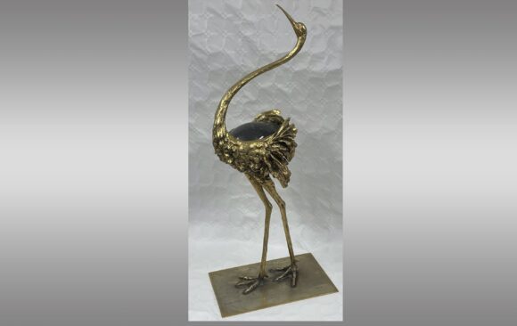 Gabriella Crespi <br/> Garza en cristal de Murano y bronce<br/>1970 Firmada