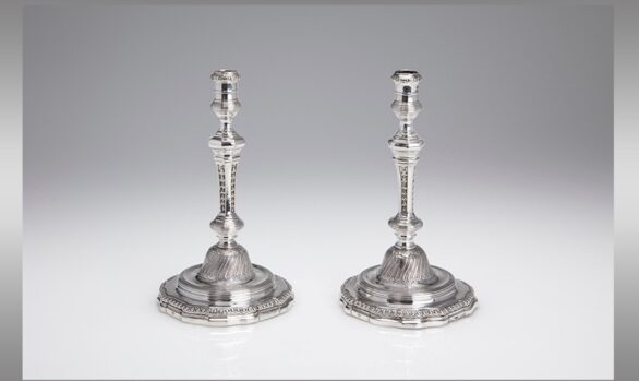 Candelabros Alemanes en plata<br/>  Mediados del Siglo XVlll <br/> Punzones