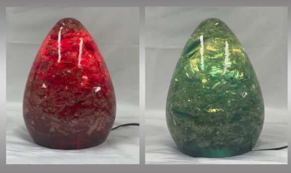 Pareja de lámparas en resina fractal<br/> Años 70
