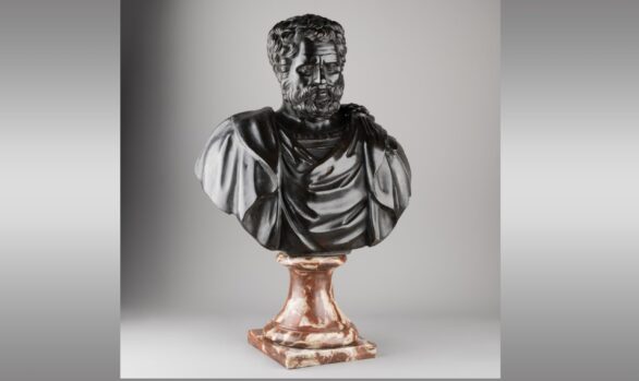 Busto de Emperador romano<br/> Bronce cincelado y patinado<br/> Francia Siglo XVIII